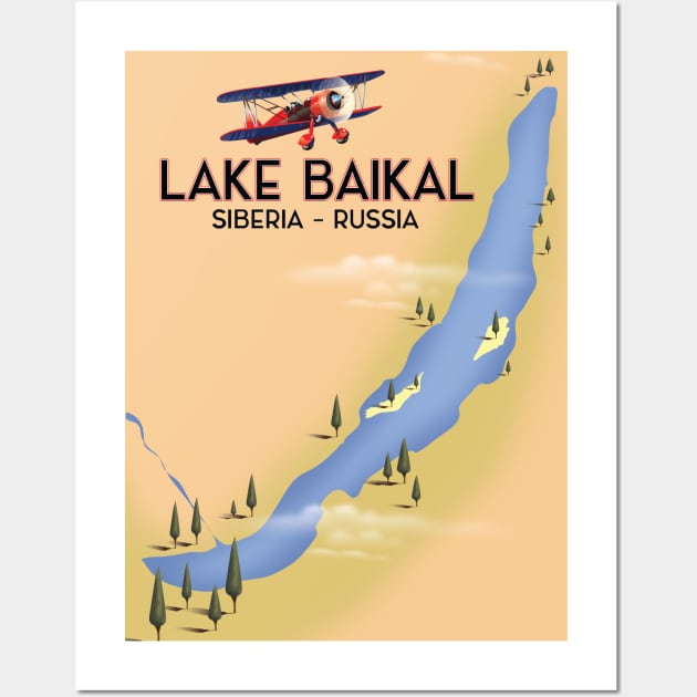 Lake Baikal Russia Lake map Wall Art by nickemporium1